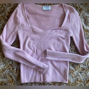 Old Navy Pink Ribbed sweetheart neck Sweater